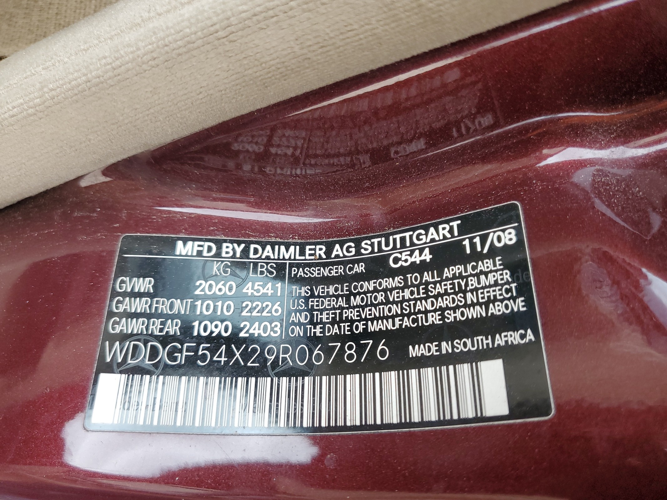 WDDGF54X29R067876 2009 Mercedes-Benz C 300