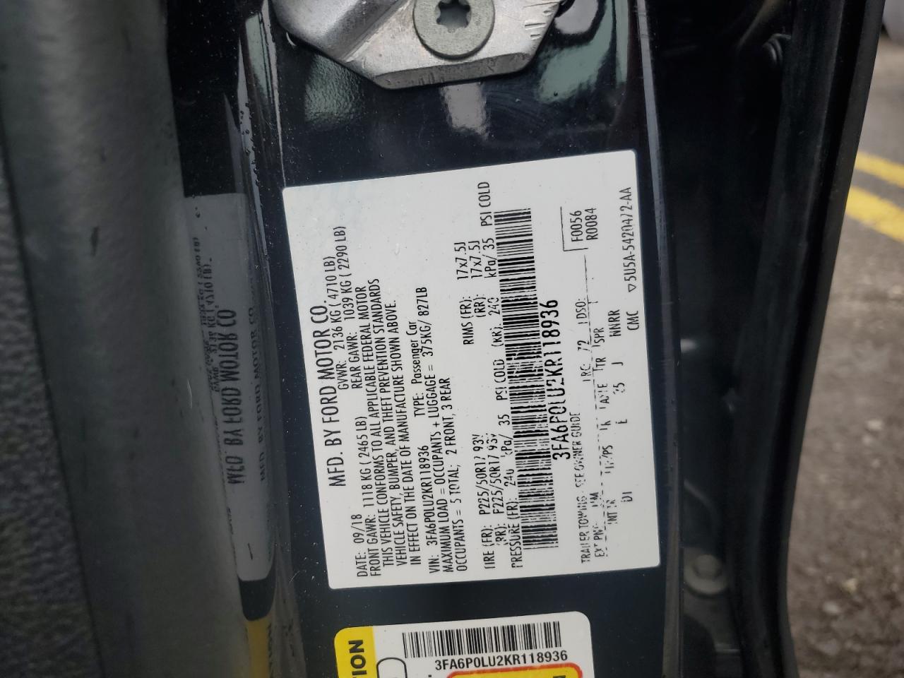 3FA6P0LU2KR118936 2019 FORD FUSION - Image 15