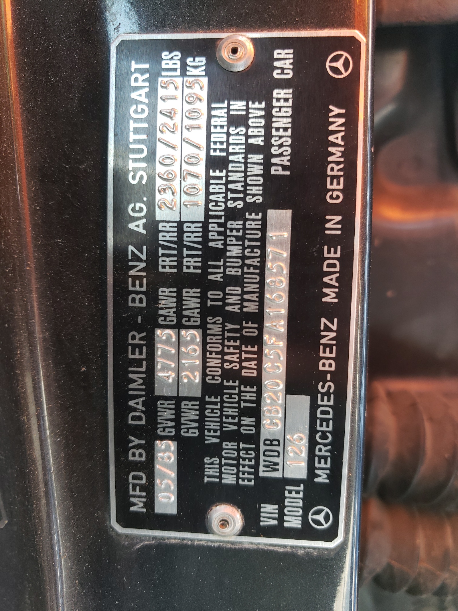 WDBCB20C5FA168571 1985 Mercedes-Benz 300 Sd