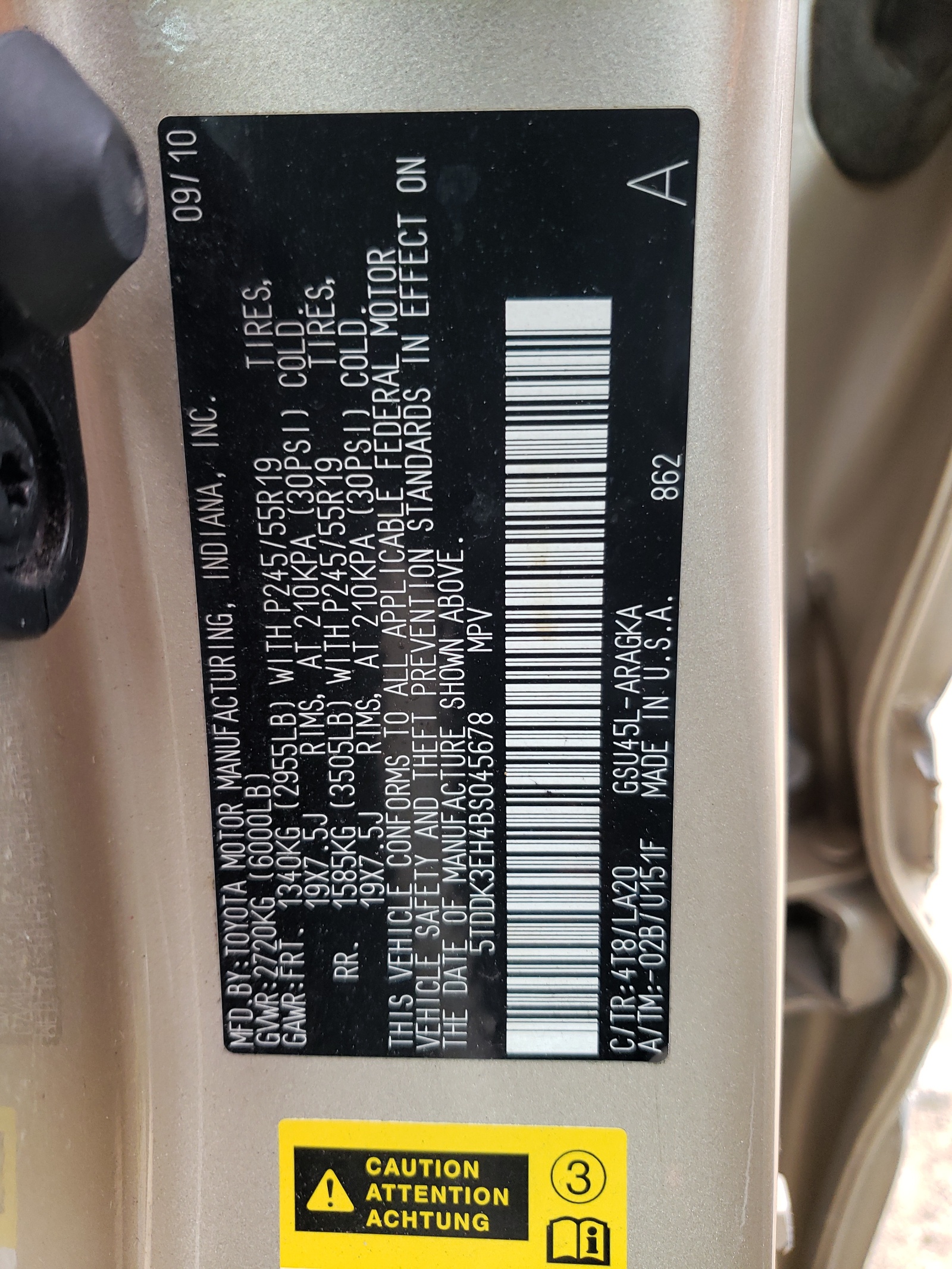 5TDDK3EH4BS045678 2011 Toyota Highlander Limited