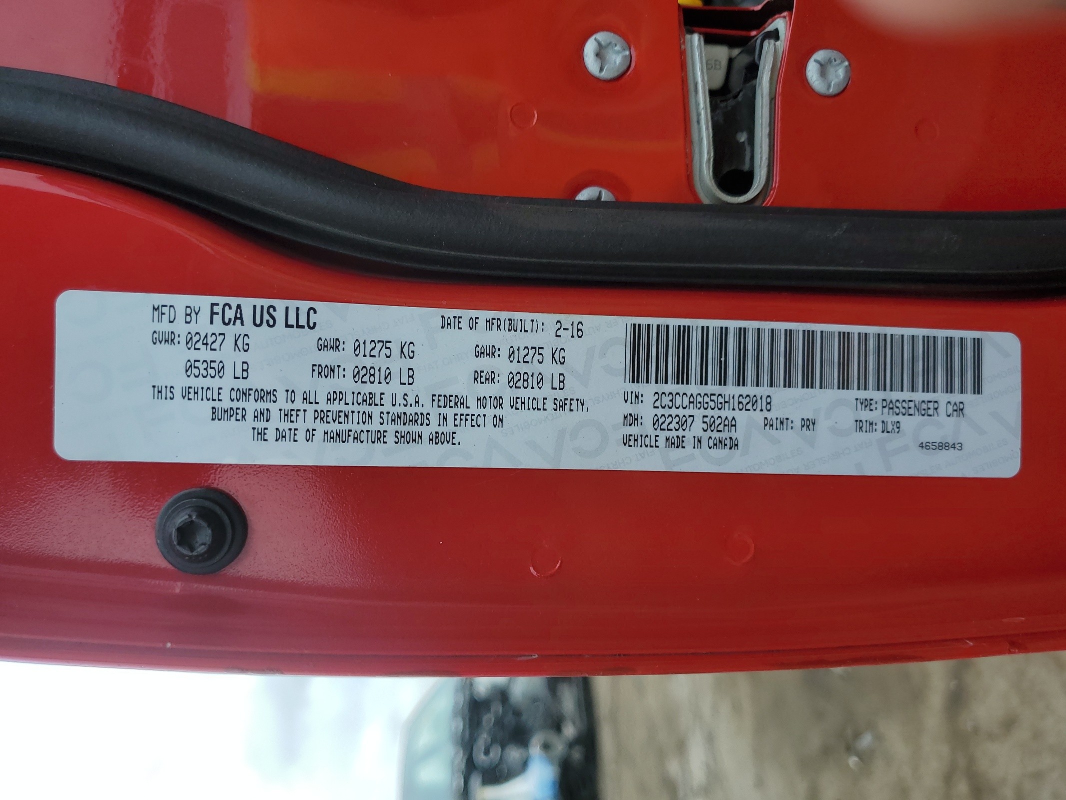 2C3CCAGG5GH162018 2016 Chrysler 300 S