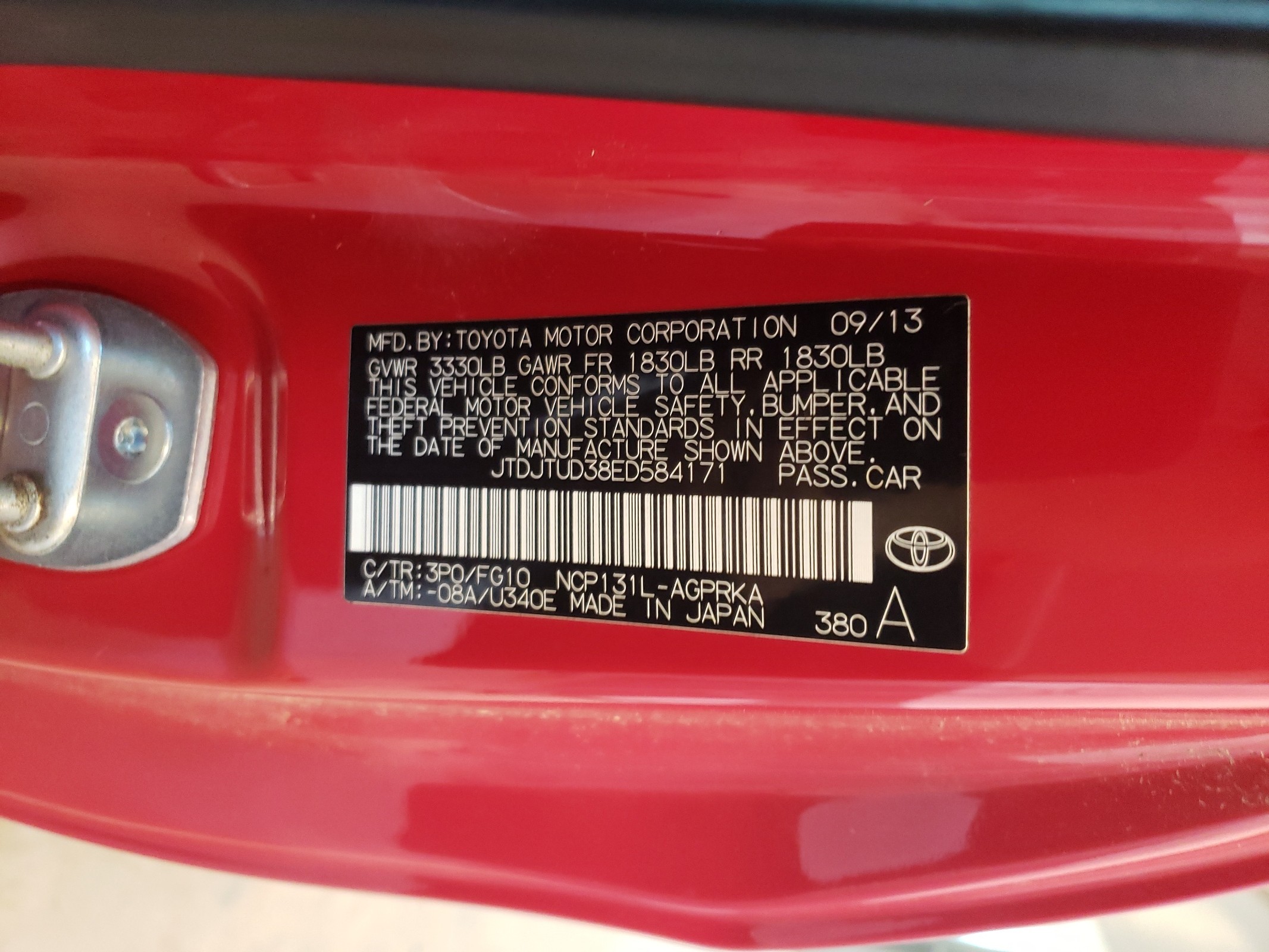 JTDJTUD38ED584171 2014 Toyota Yaris