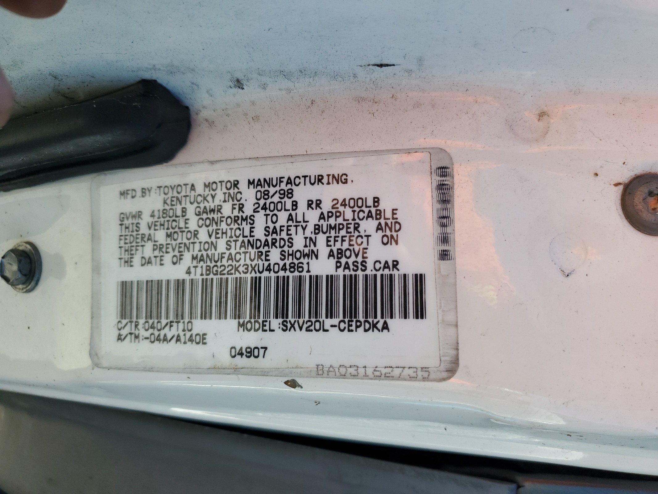 4T1BG22K3XU404861 1999 Toyota Camry Ce