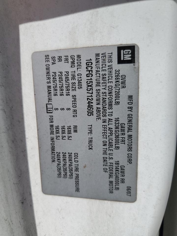 2007 Chevrolet Express G1500 VIN: 1GCFG15X571244605 Lot: 55853114