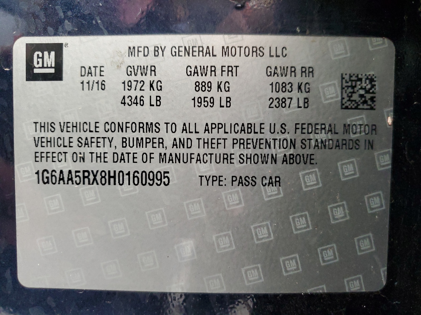 1G6AA5RX8H0160995 2017 Cadillac Ats