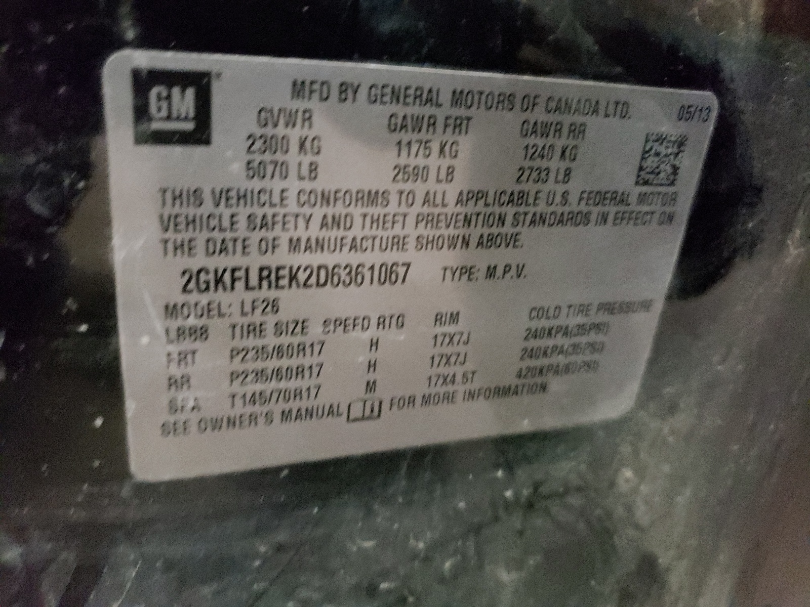 2GKFLREK2D6361067 2013 GMC Terrain Sle