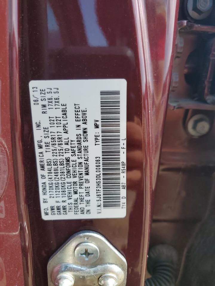 2013 Honda Crosstour Exl VIN: 5J6TF3H53DL006063 Lot: 55962524