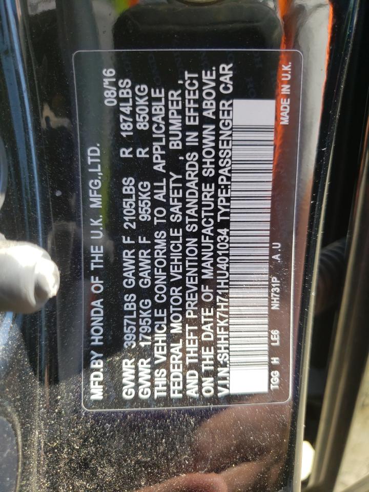 SHHFK7H71HU401034 2017 Honda Civic Exl