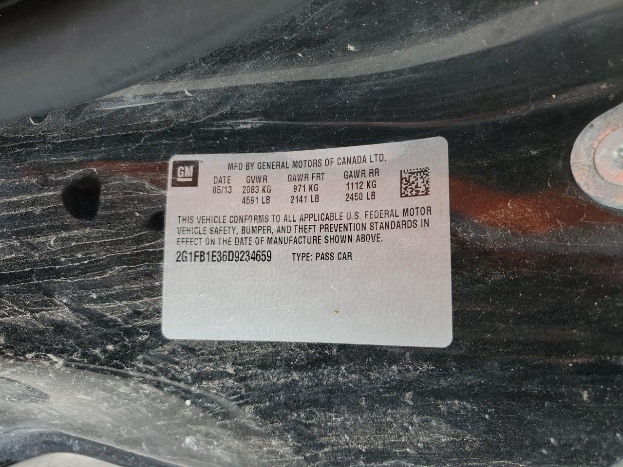 2013 Chevrolet Camaro Lt VIN: 2G1FB1E36D9234659 Lot: 53649234