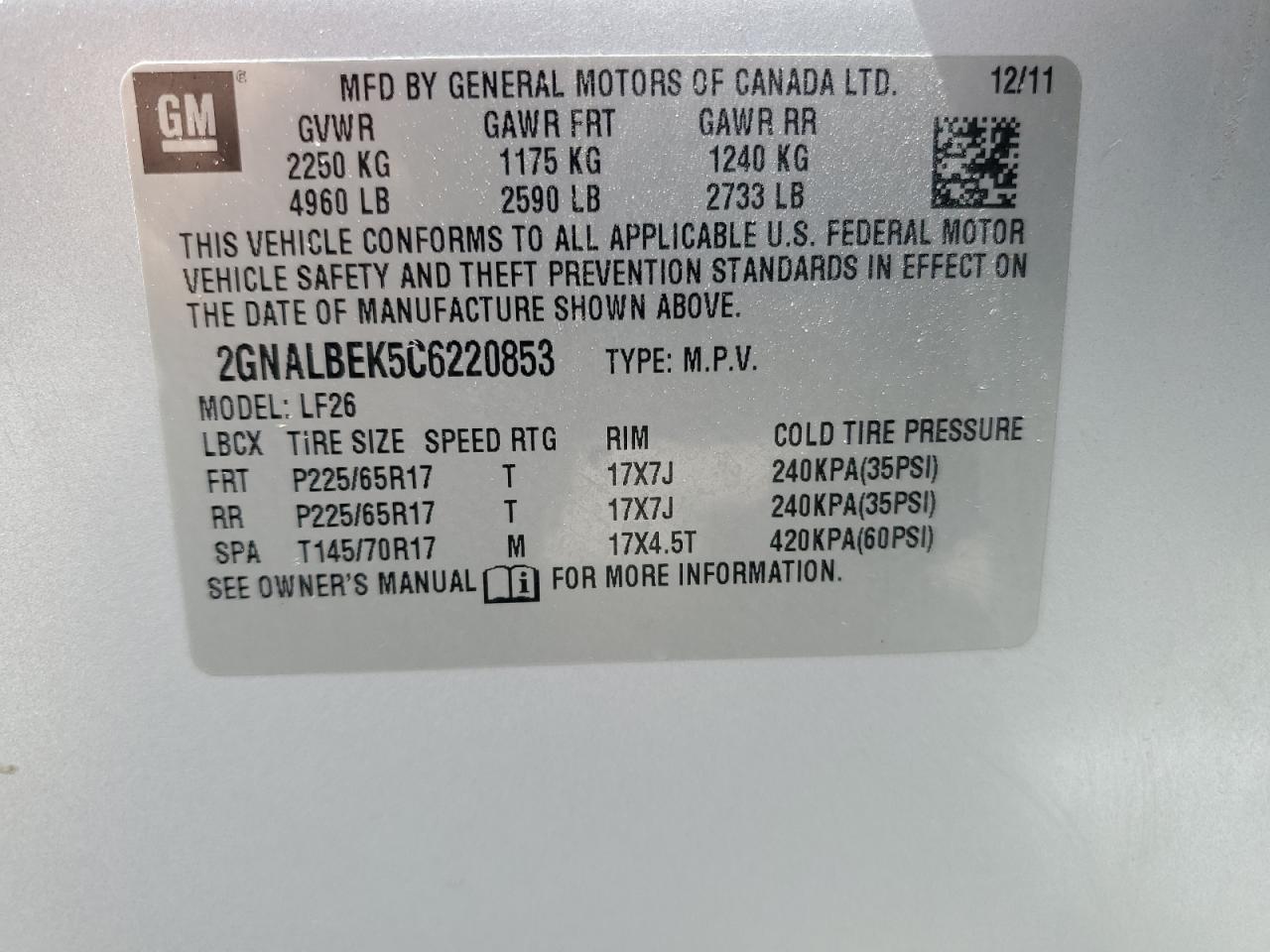 2012 Chevrolet Equinox - Image 15