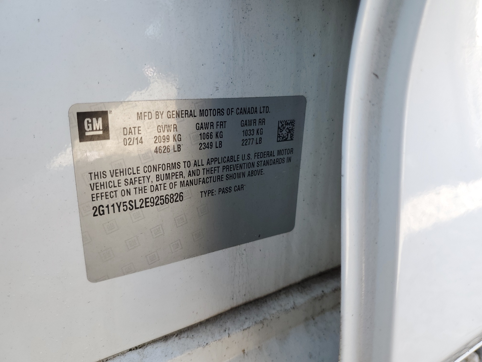 2G11Y5SL2E9256826 2014 Chevrolet Impala Ls