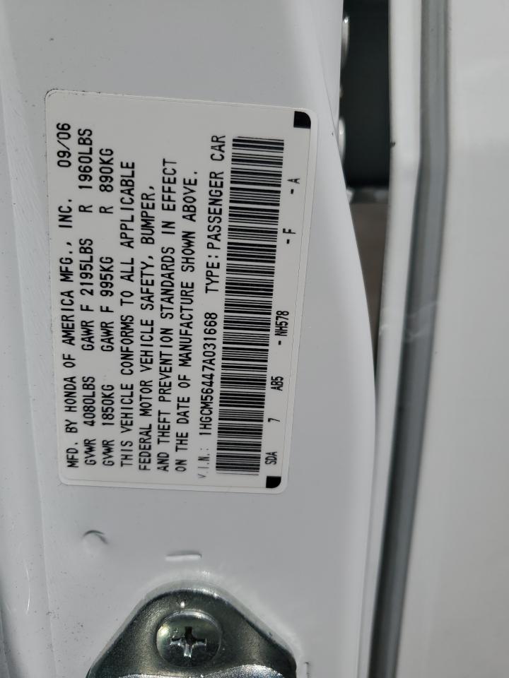 1HGCM56447A031668 2007 Honda Accord Lx