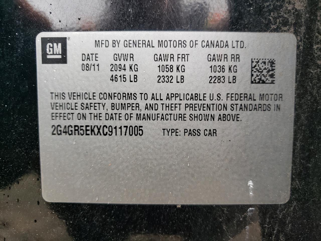 2G4GR5EKXC9117005 2012 Buick Regal