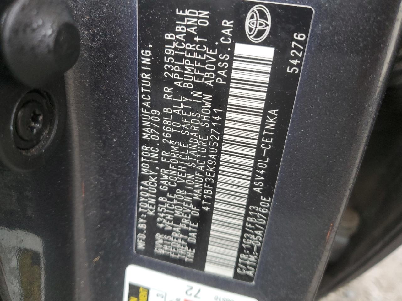 4T1BF3EK9AU527141 2010 Toyota Camry Base