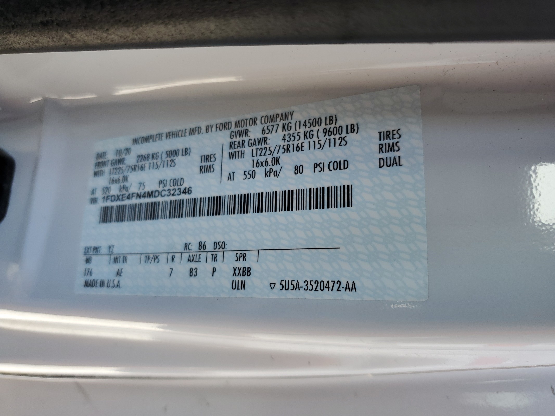 1FDXE4FN4MDC32346 2021 Ford Econoline E450 Super Duty Cutaway Van