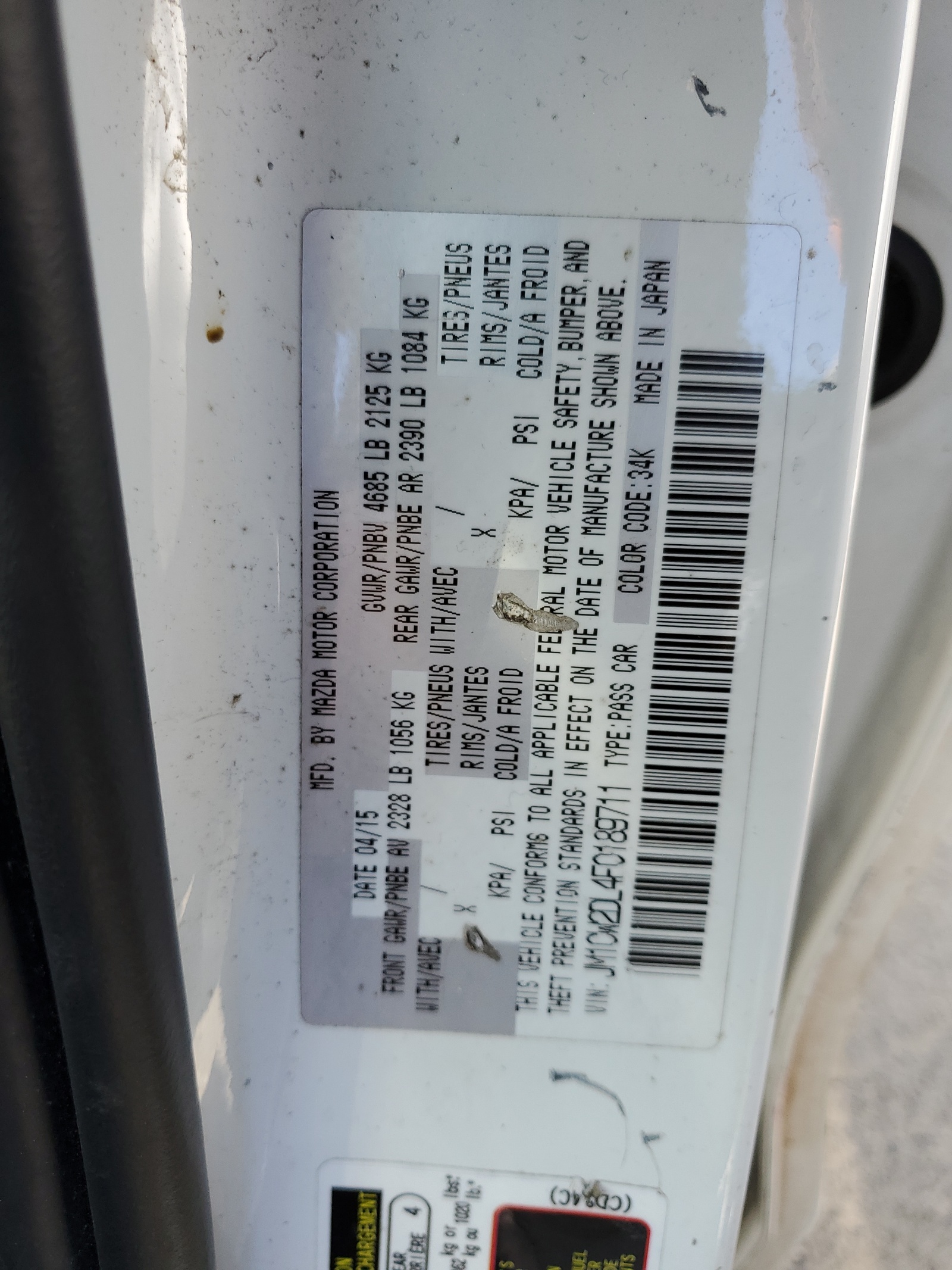 JM1CW2DL4F0189711 2015 Mazda 5 Grand Touring