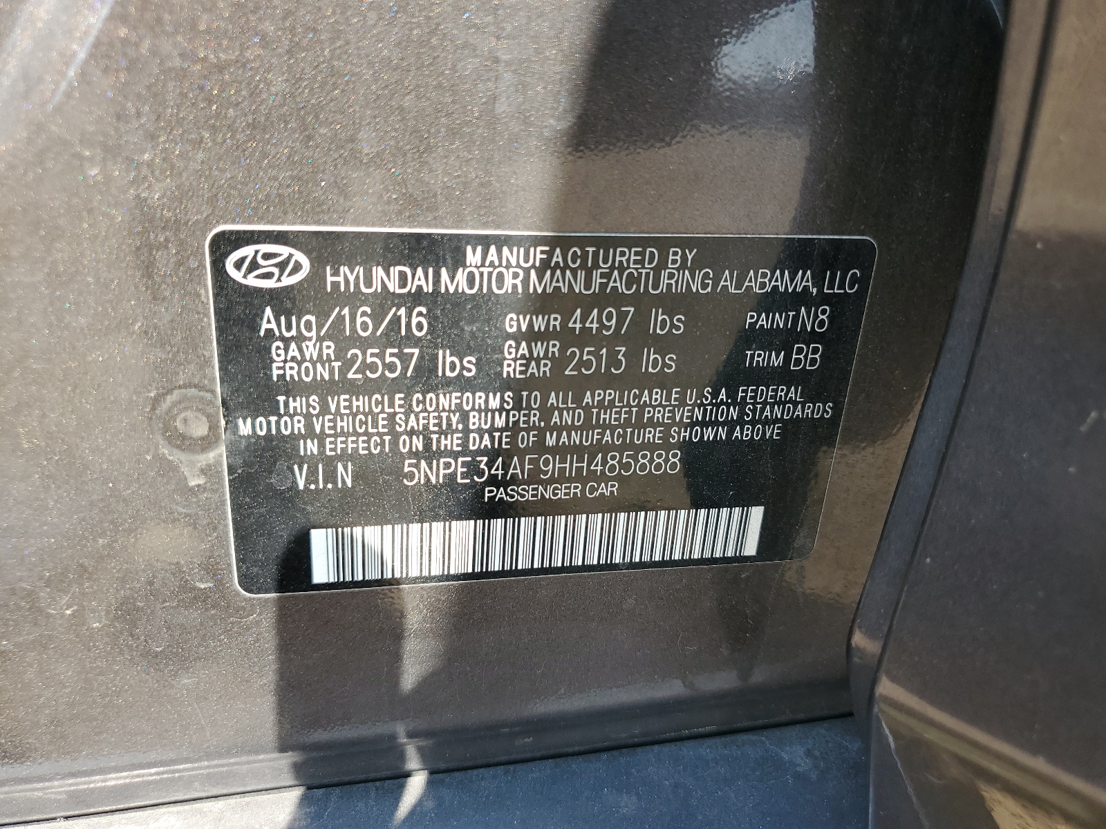 5NPE34AF9HH485888 2017 Hyundai Sonata Sport