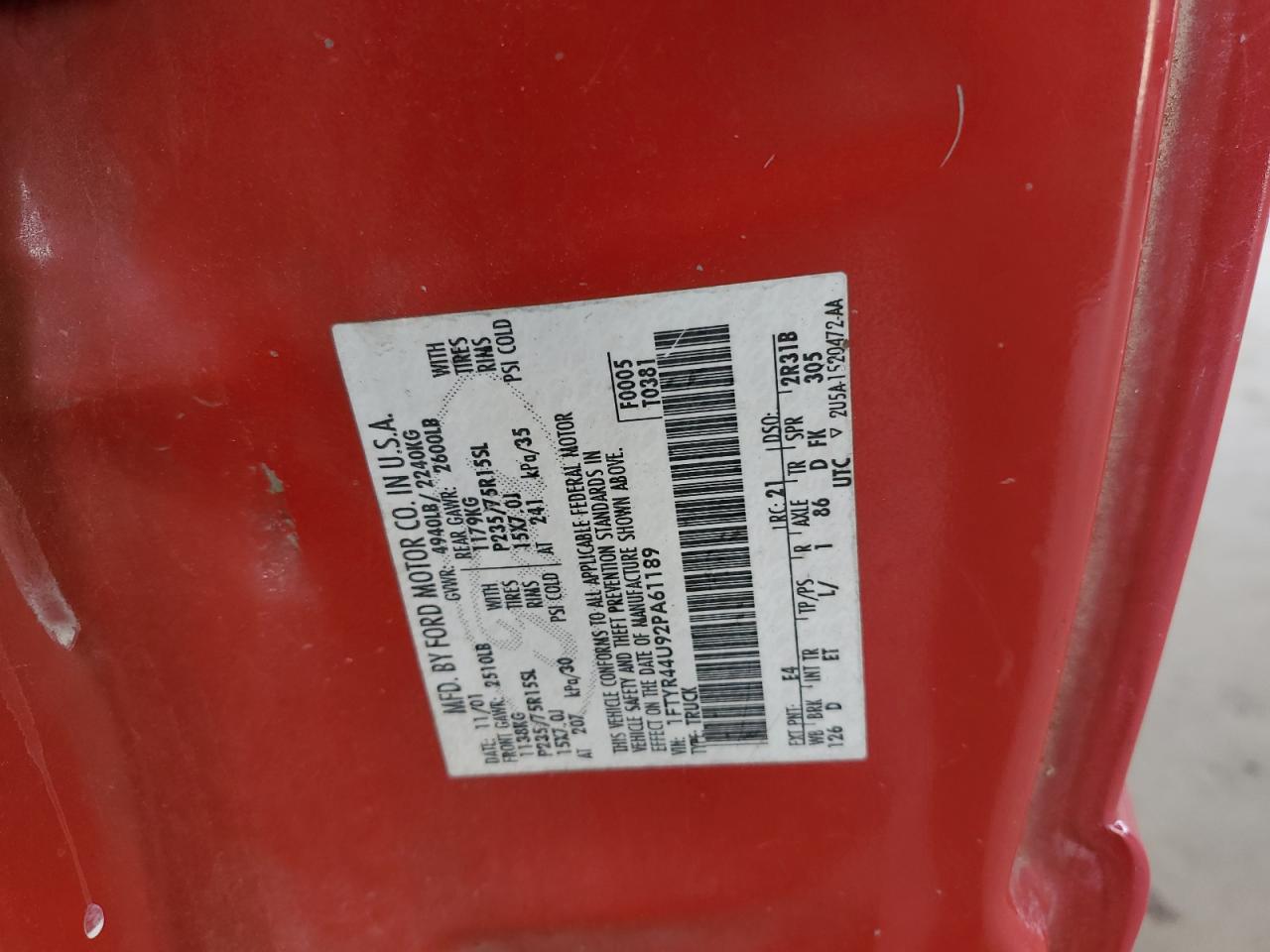 2002 Ford Ranger Super Cab VIN: 1FTYR44U92PA61189 Lot: 53456494