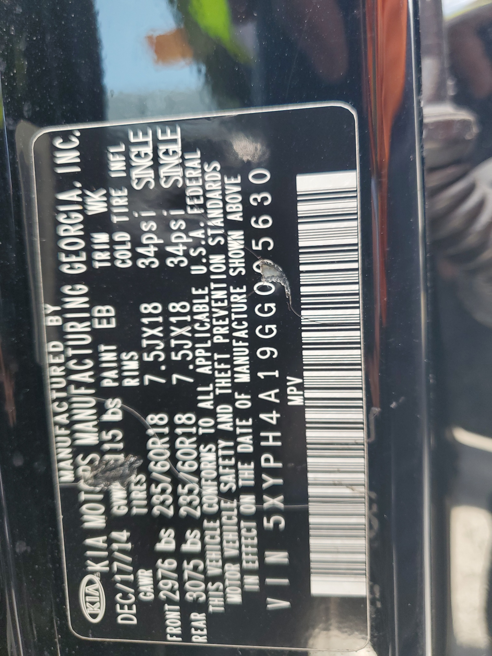 5XYPH4A19GG005630 2016 Kia Sorento Ex