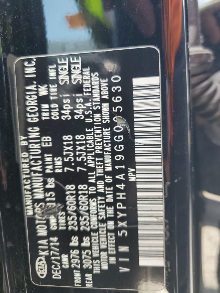 2016 Kia Sorento Ex VIN: 5XYPH4A19GG005630 Lot: 55605244