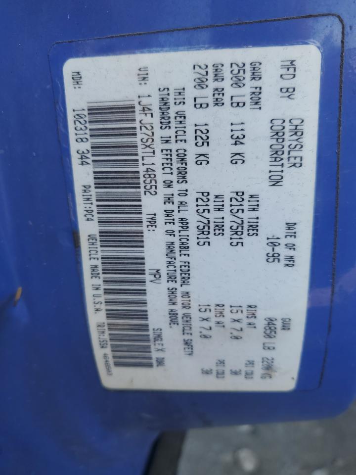 1996 Jeep Cherokee Se VIN: 1J4FJ27SXTL148552 Lot: 54784054