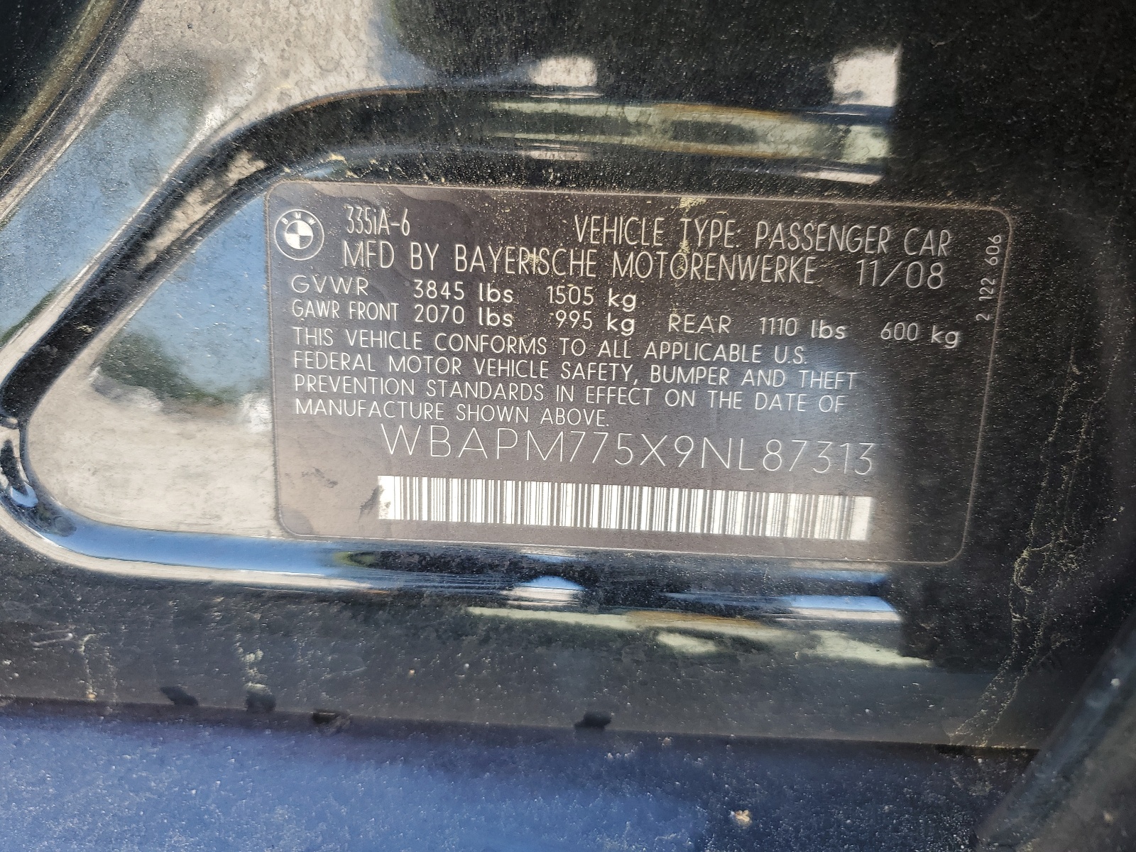 WBAPM775X9NL87313 2009 BMW 335 I