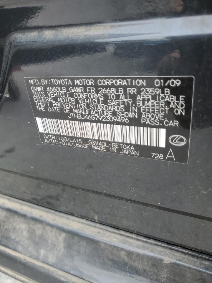 2009 Lexus Es 350 VIN: JTHBJ46G792309496 Lot: 56829594