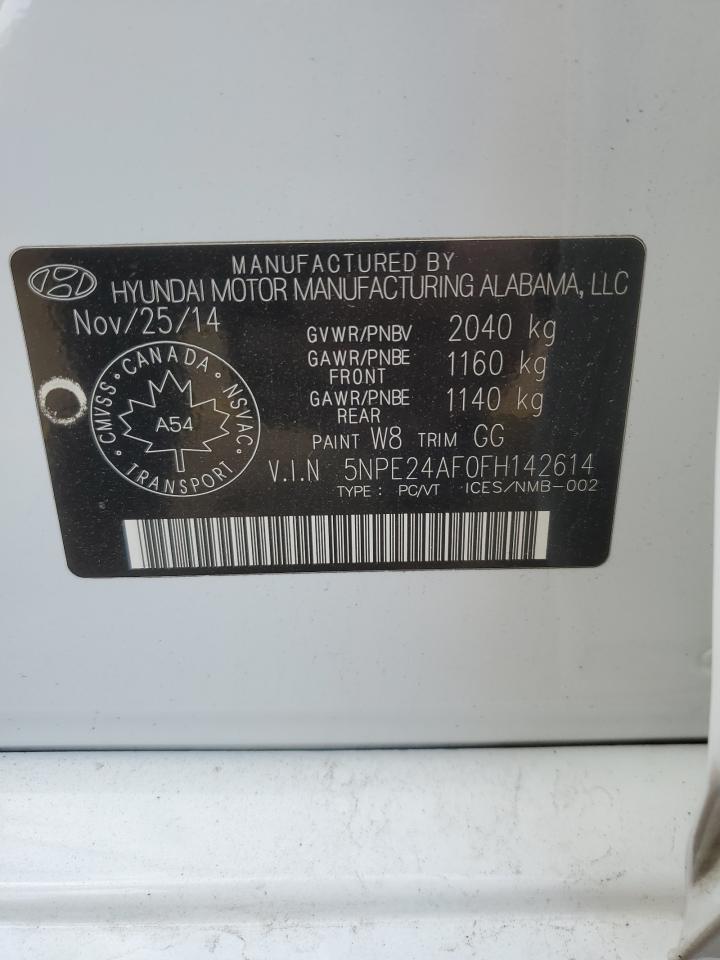 2015 Hyundai Sonata Se VIN: 5NPE24AF0FH142614 Lot: 56749024