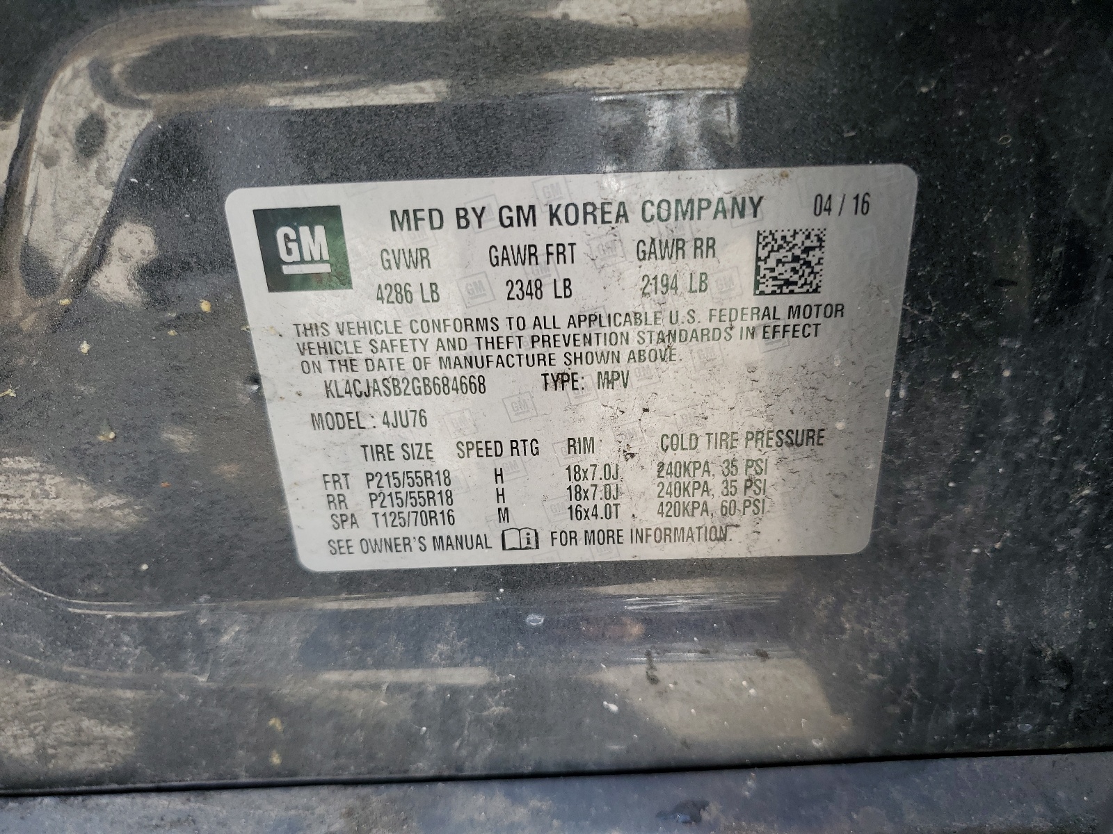 KL4CJASB2GB684668 2016 Buick Encore