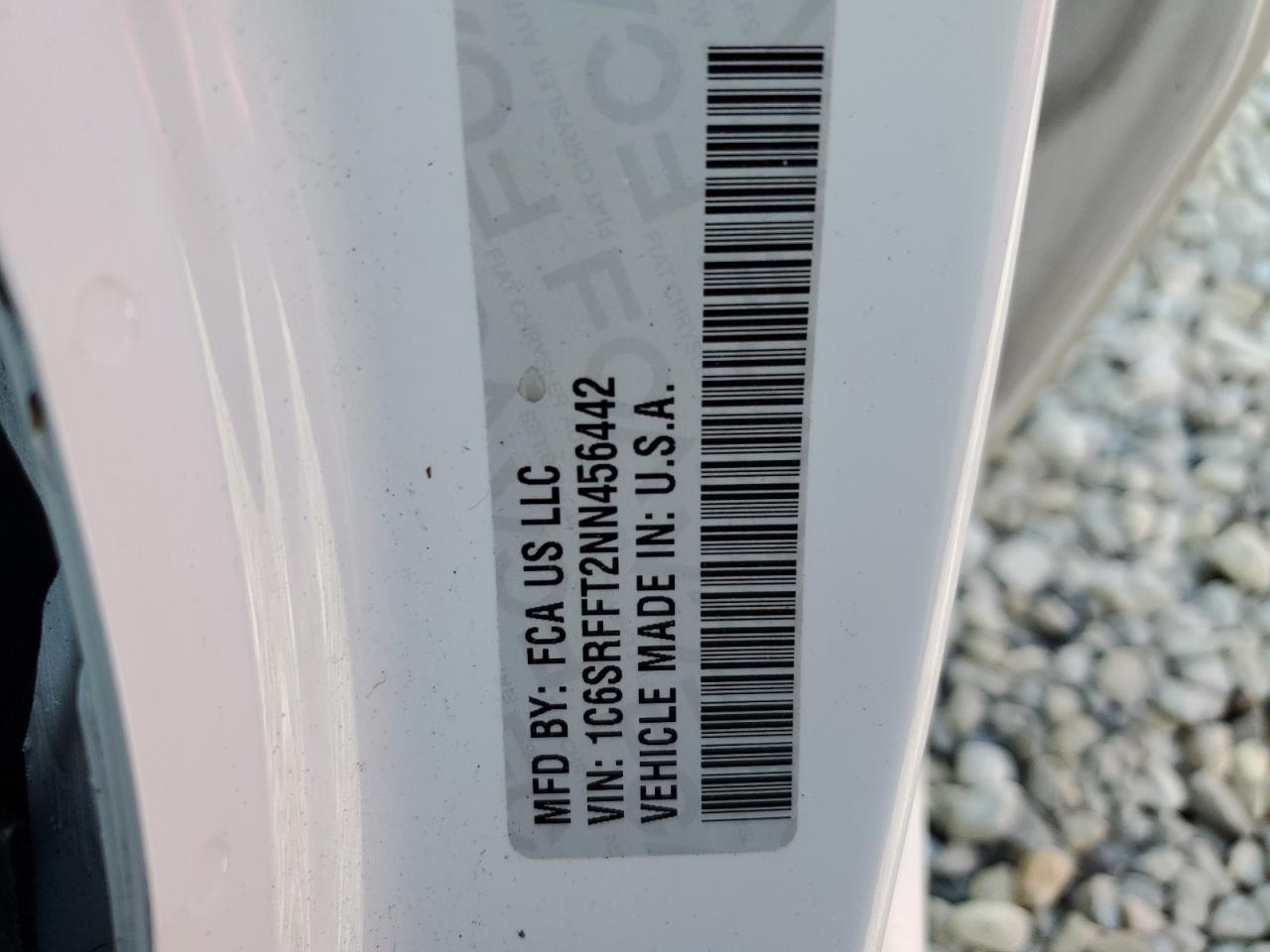 2022 Ram 1500 Big Horn/Lone Star VIN: 1C6SRFFT2NN456442 Lot: 56133654