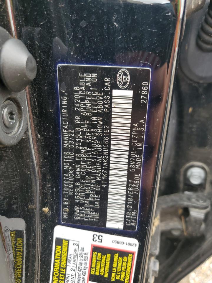 2022 Toyota Camry Trd VIN: 4T1KZ1AK2NU066162 Lot: 54493564