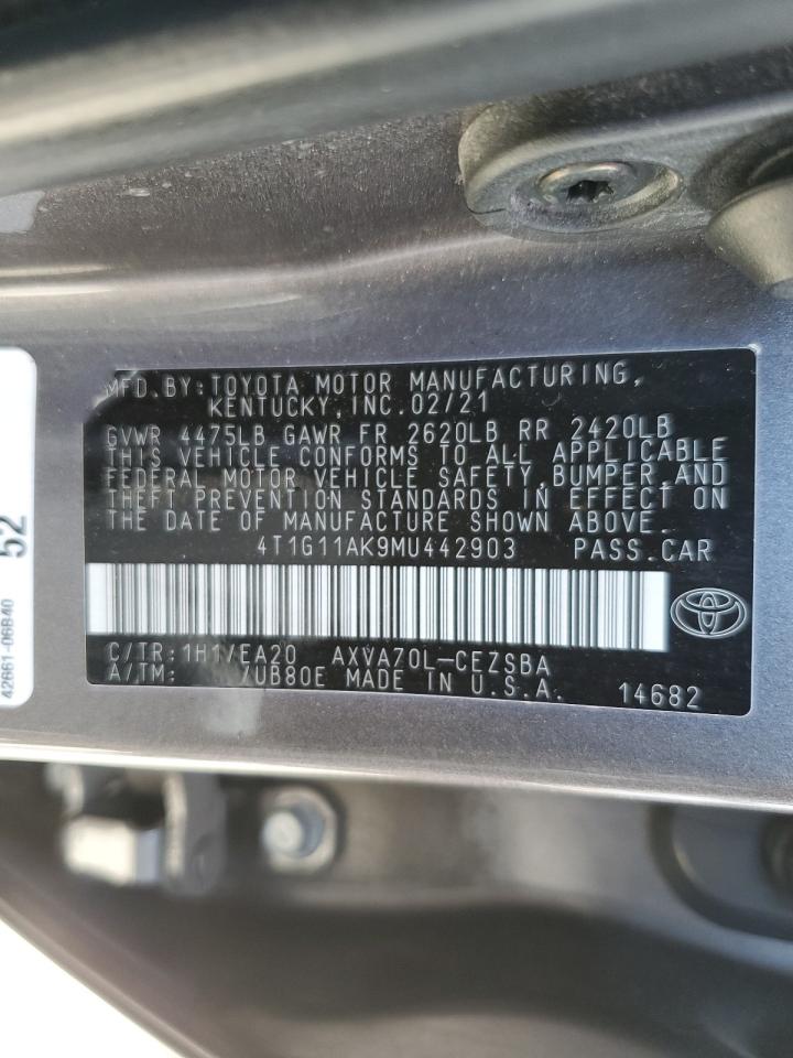 4T1G11AK9MU442903 2021 Toyota Camry Se