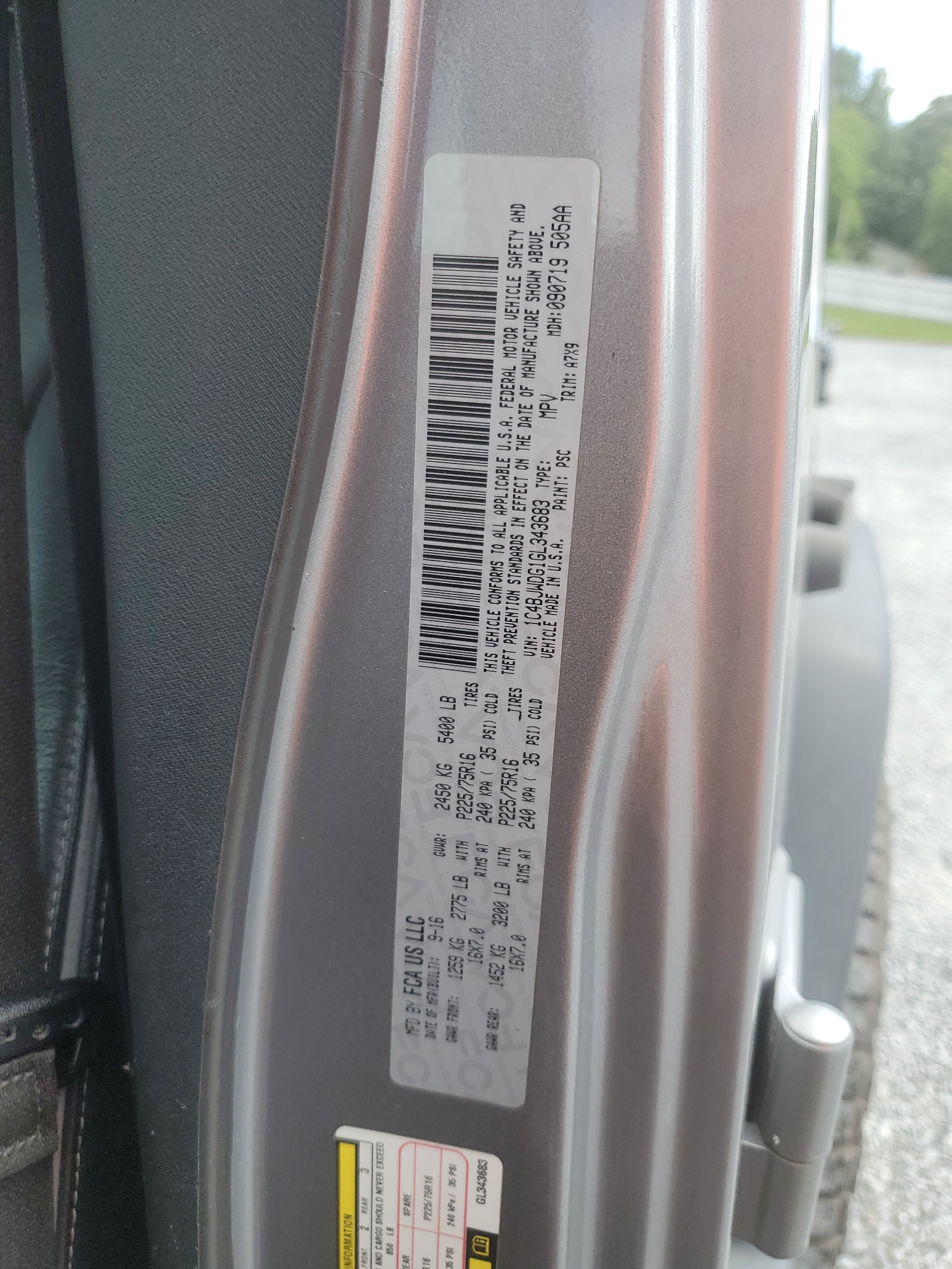 1C4BJWDG1GL343683 2016 Jeep Wrangler Unlimited Sport