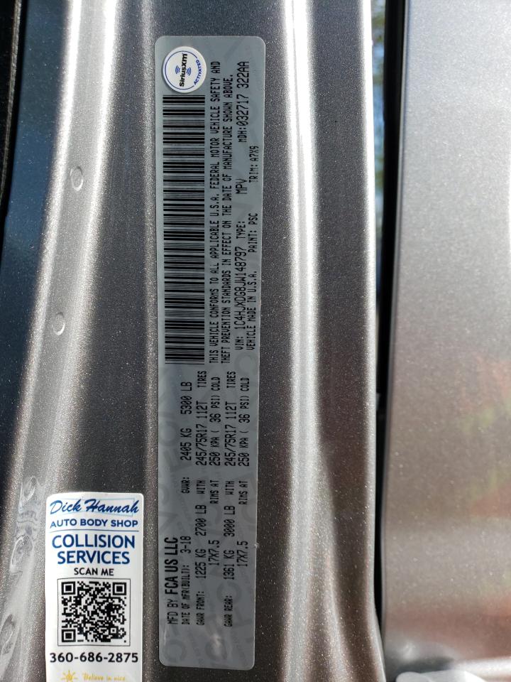 2018 Jeep Wrangler Unlimited Sport VIN: 1C4HJXDG8JW148797 Lot: 53994754