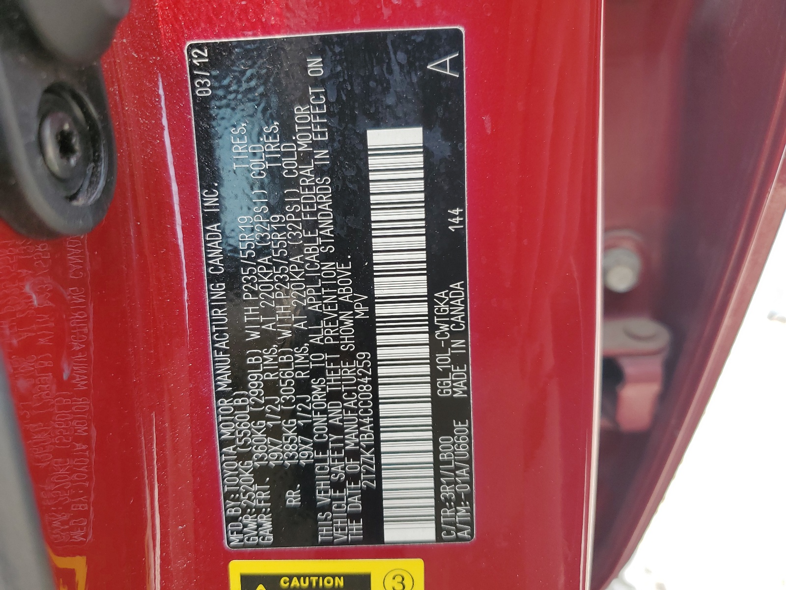 2T2ZK1BA4CC084259 2012 Lexus Rx 350