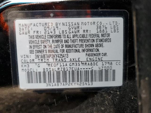 3N1AB7AP2KY425413 | 2019 Nissan sentra s