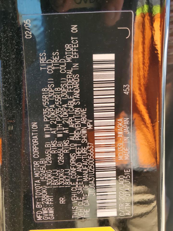 2005 Lexus Rx 330 VIN: JTJGA31U250056637 Lot: 54852464