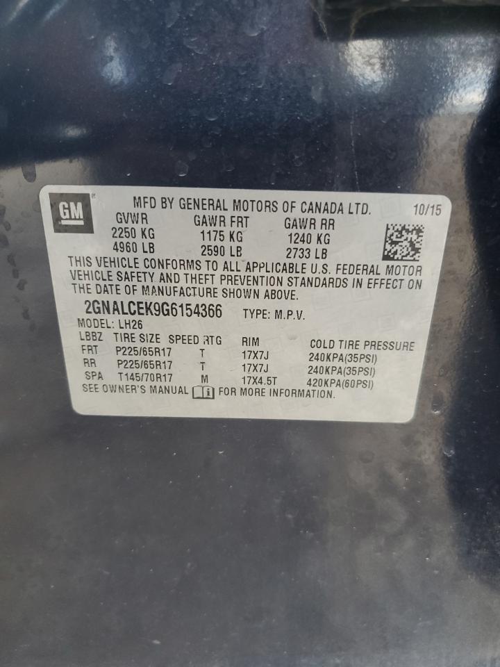 2GNALCEK9G6154366 2016 Chevrolet Equinox Lt