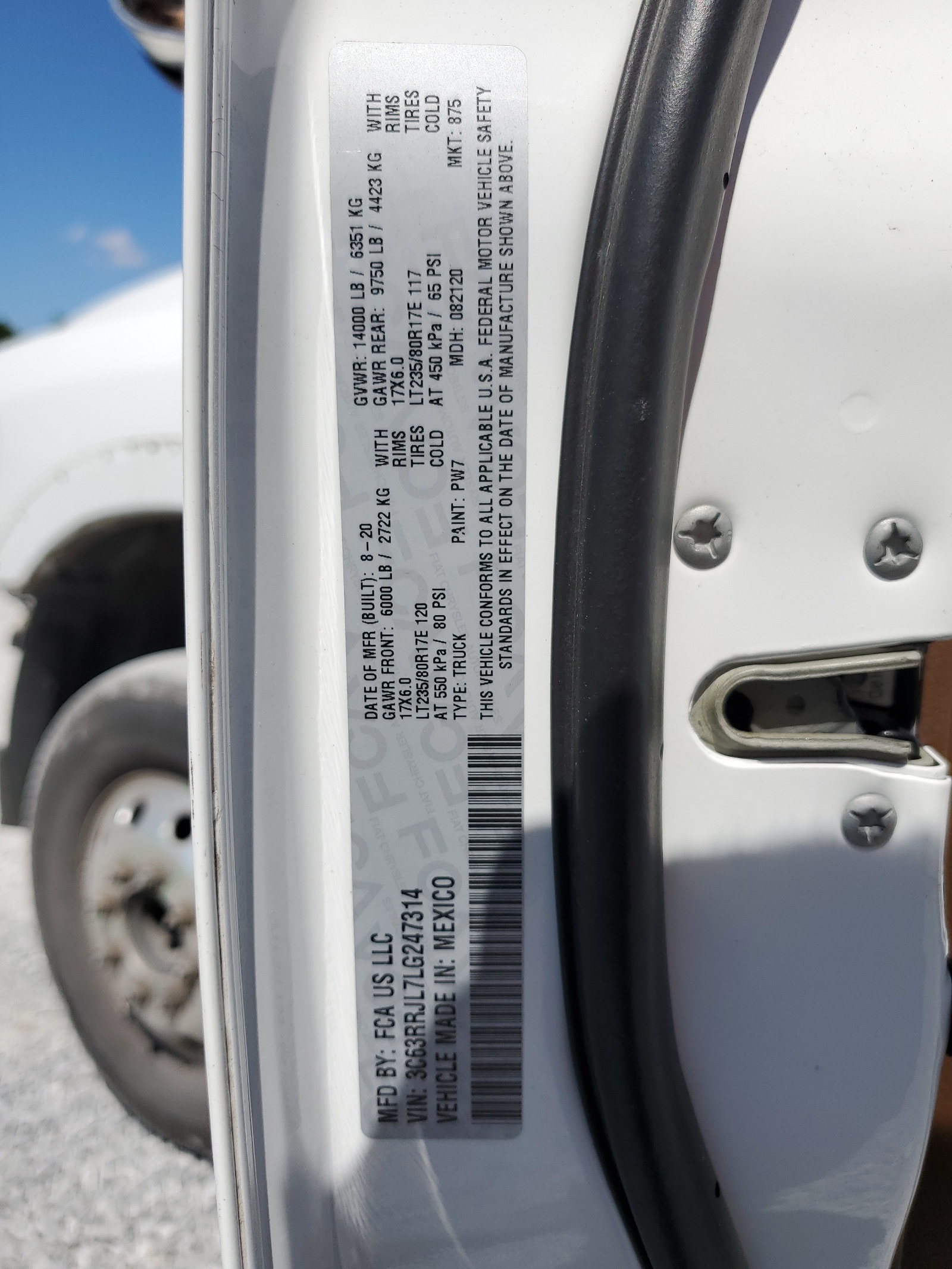 3C63RRJL7LG247314 2020 Ram 3500 Laramie