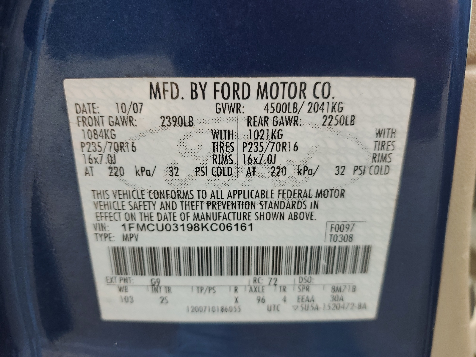 1FMCU03198KC06161 2008 Ford Escape Xlt