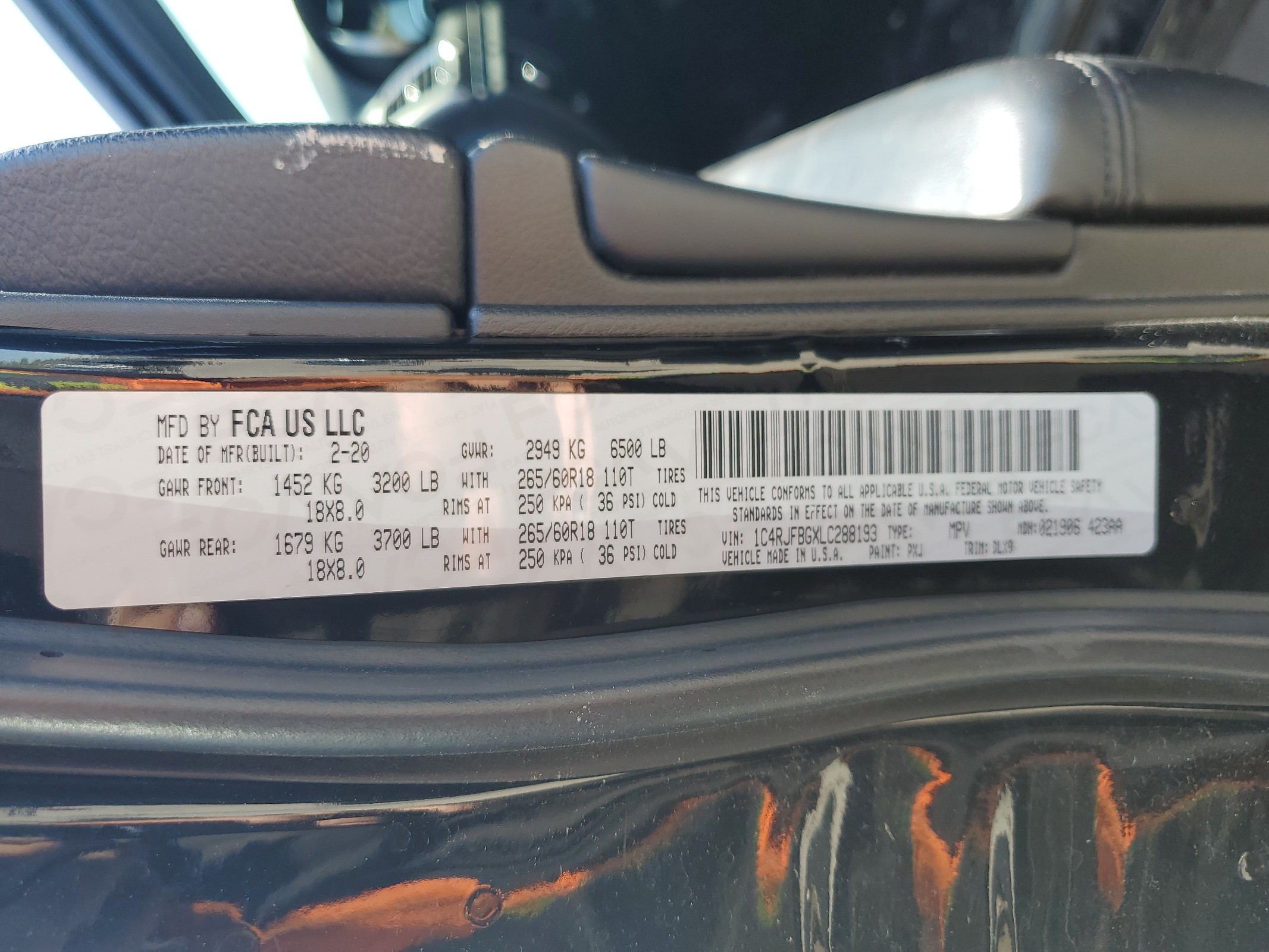 1C4RJFBGXLC288193 2020 Jeep Grand Cherokee Limited