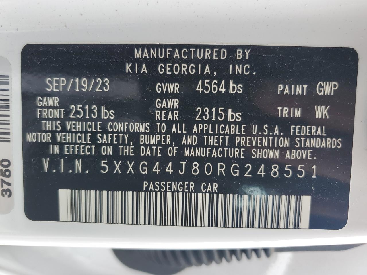 2024 Kia K5 Gt VIN: 5XXG44J80RG248551 Lot: 57346314