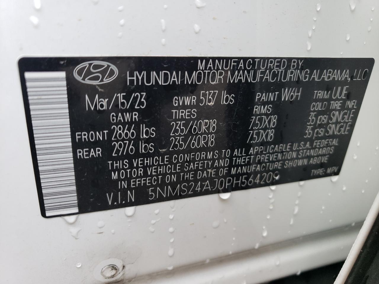 5NMS24AJ0PH564209 2023 Hyundai Santa Fe Sel