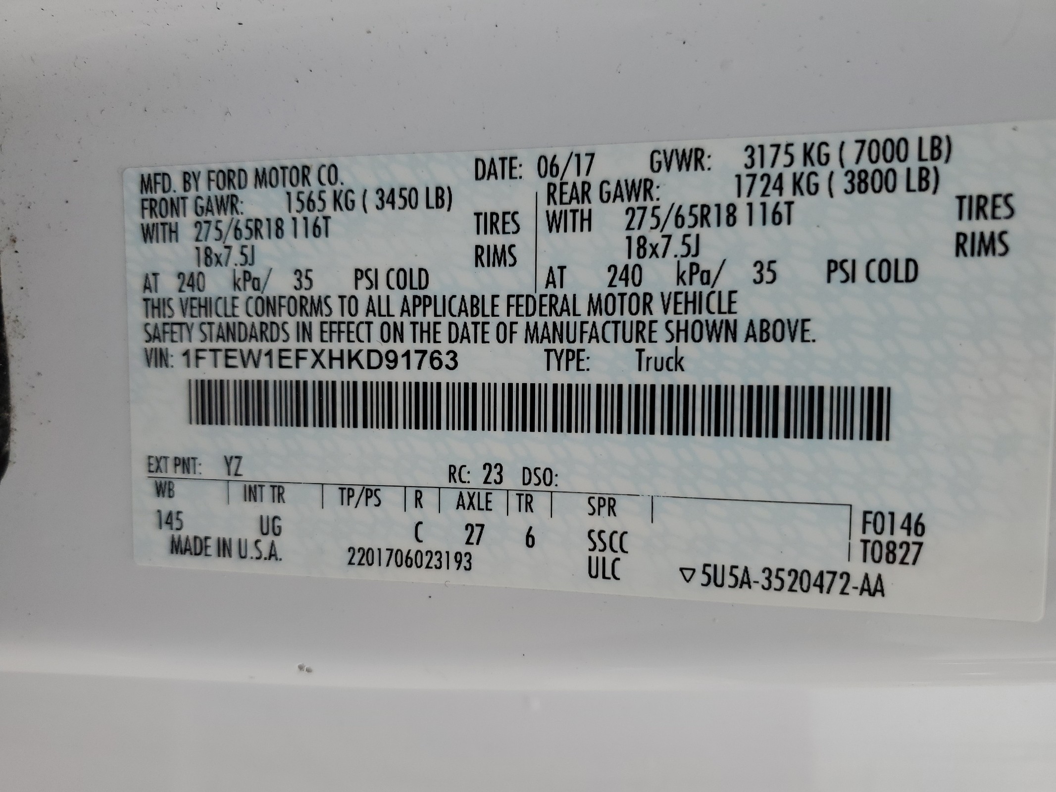 1FTEW1EFXHKD91763 2017 Ford F150 Supercrew