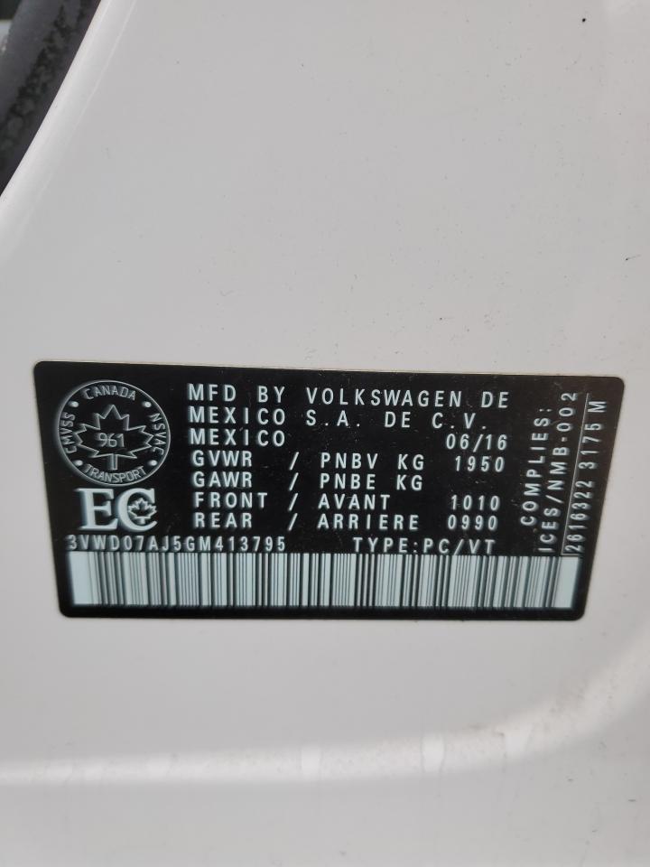 2016 Volkswagen Jetta Comfortline VIN: 3VWD07AJ5GM413795 Lot: 55600944