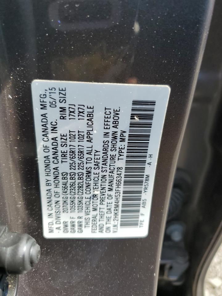 2HKRM4H53FH663478 2015 Honda Cr-V Ex