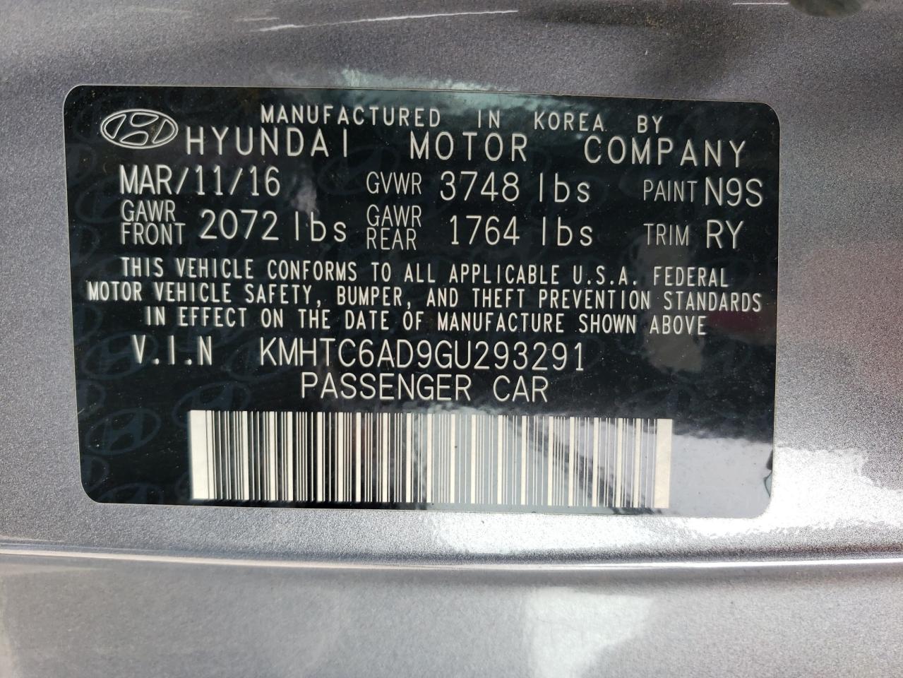 KMHTC6AD9GU293291 2016 Hyundai Veloster