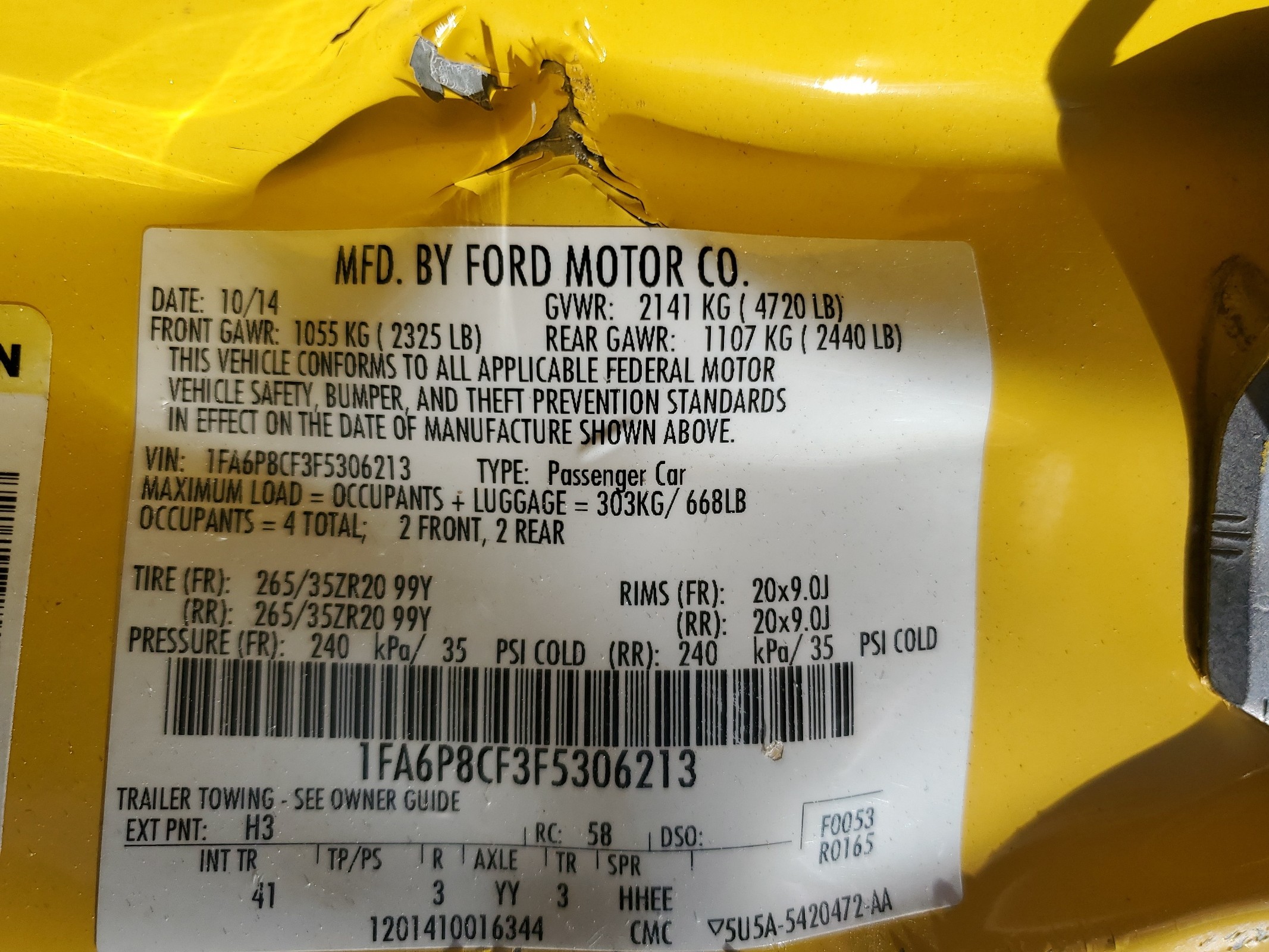 1FA6P8CF3F5306213 2015 Ford Mustang Gt