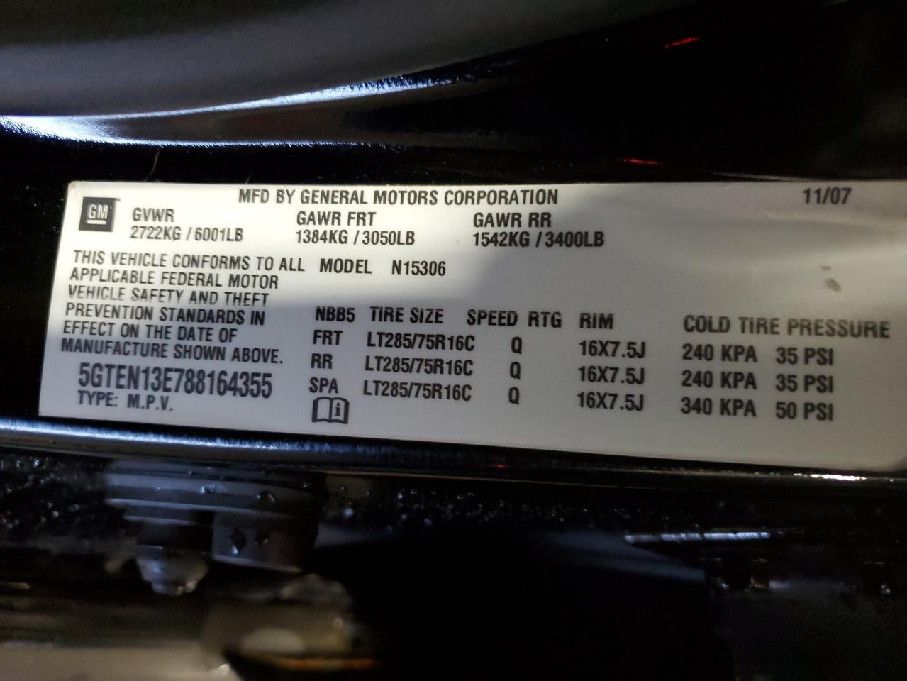 2008 Hummer H3 VIN: 5GTEN13E788164355 Lot: 54141174