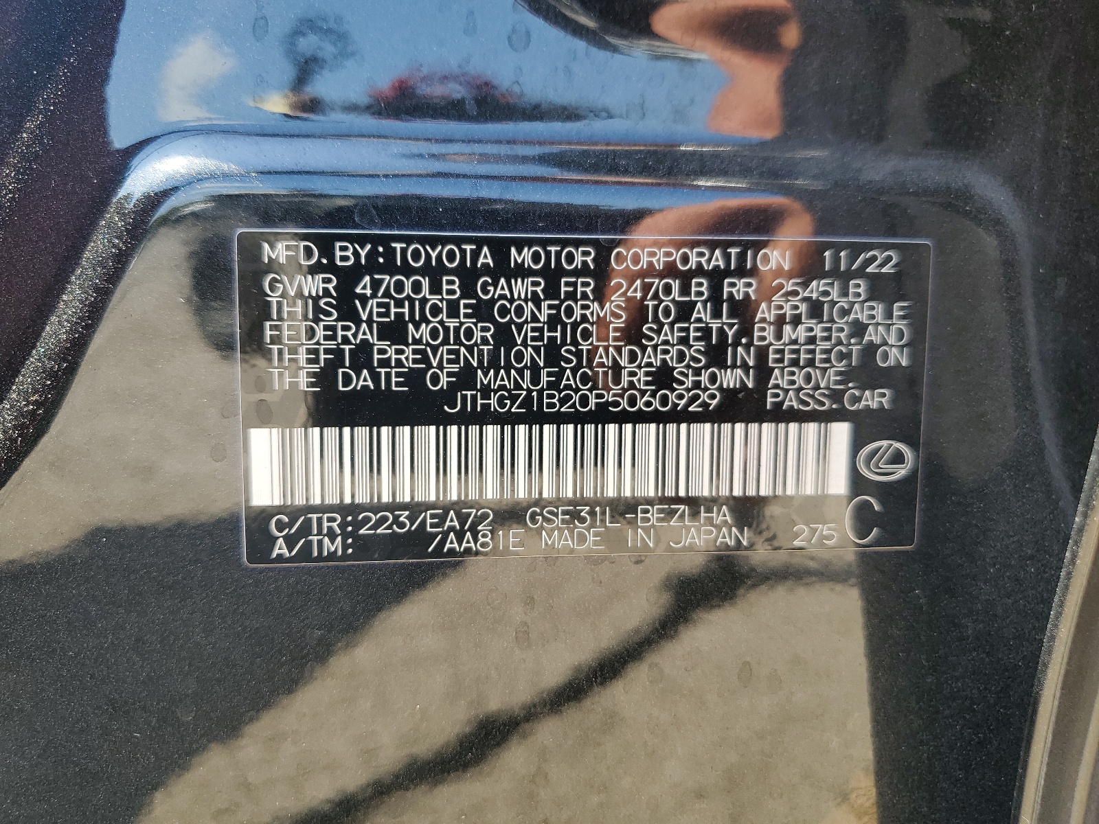 JTHGZ1B20P5060929 2023 Lexus Is 350 F Sport Design